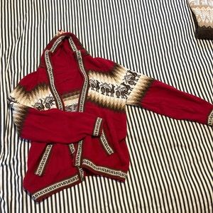 Red Zip Up Alpaca Hoodie